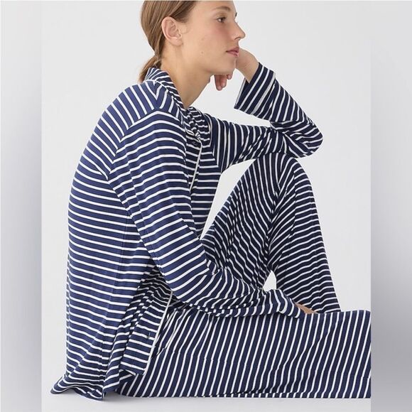J Crew Dreamiest long-sleeve pajama pant set in stripe Medium - Picture 1 of 9
